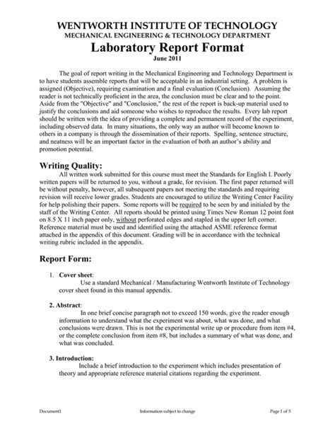 engineering lab report template